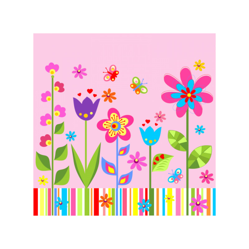 Παιδικός πίνακας σε καμβά με λουλούδια